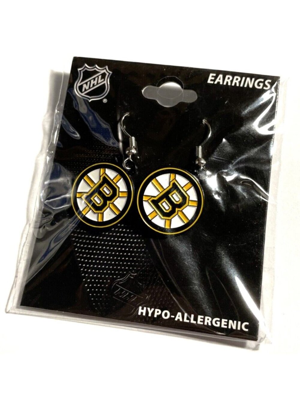 Aminco NHL Boston Bruins Logo Dangle Licensed Earrings Hypo-Allergenic New NIP